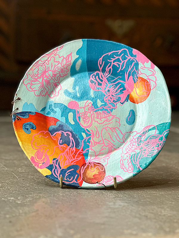 Hand-painted plate, ceramic, 2020 | 7" diameter (18cm)