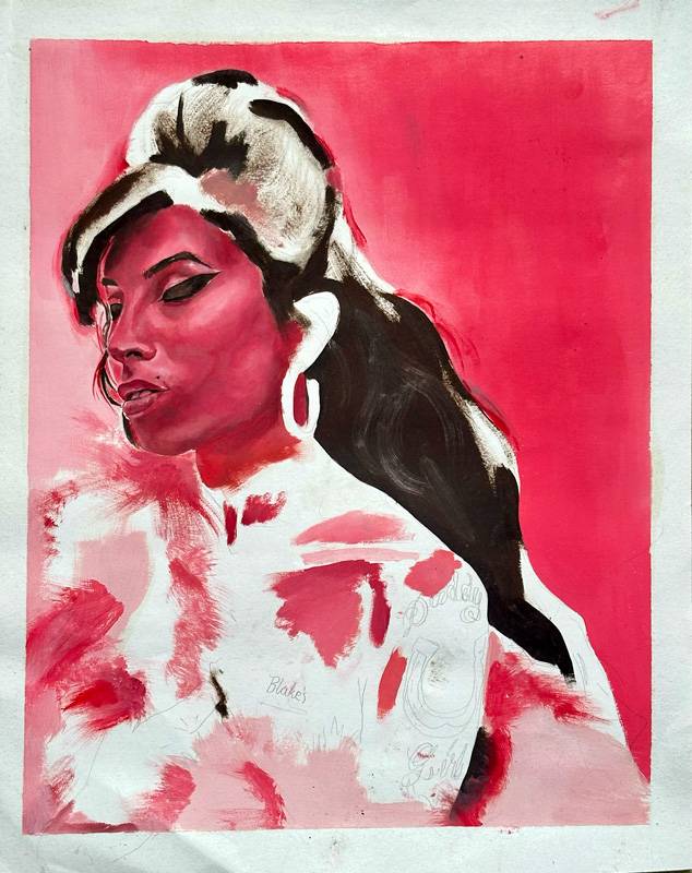 Amy Winehouse, oil and mixed media on archival paper